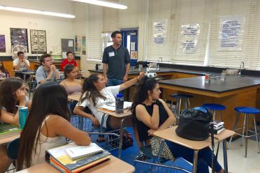 Culver City High School students discussed stem cell science with Michael Hicks at Stem Cell Day