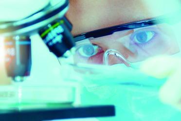 A researcher in a UCLA Health laboratory. 