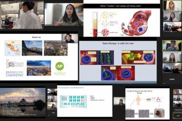 Collage: UCLA Broad Stem Cell Research Center’s inaugural cohort of trainee outreach mentors led virtual field trips at two Los Angeles County public high schools.