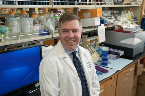 Photograph of John Chute, MD in the lab